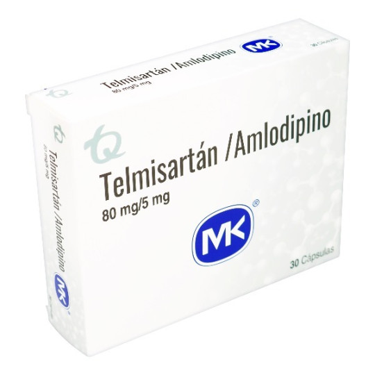 TELMISARTAN AMLODIPINO 80/5 MG 30 CAPSULAS MK