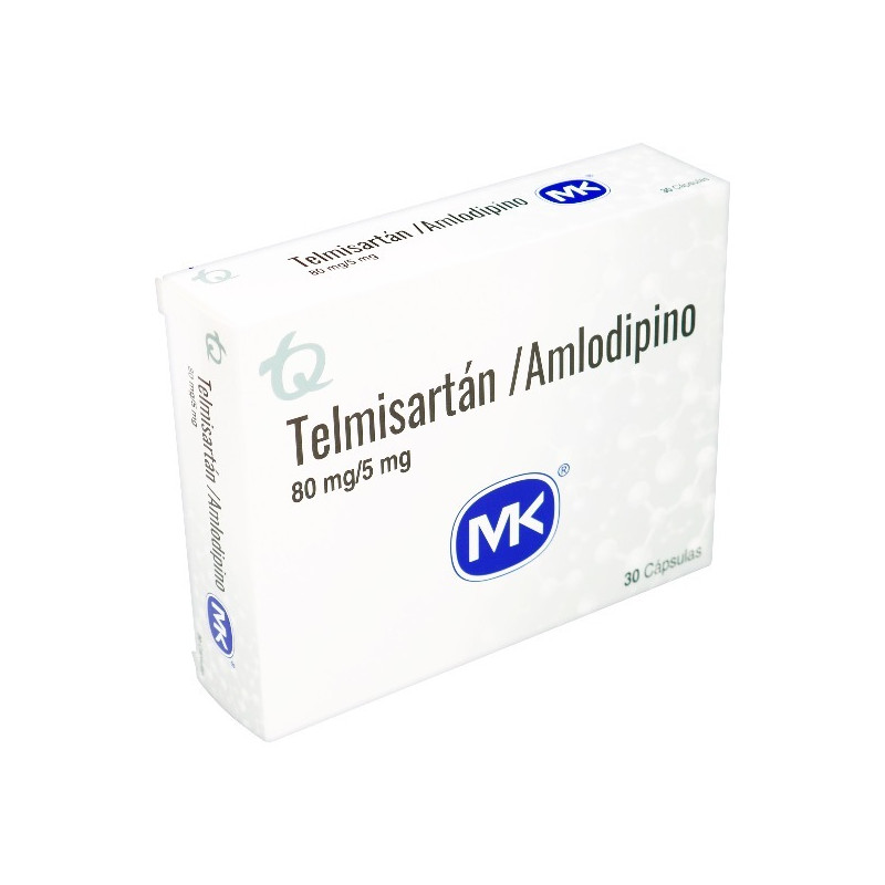 TELMISARTAN AMLODIPINO 80/5 MG 30 CAPSULAS MK