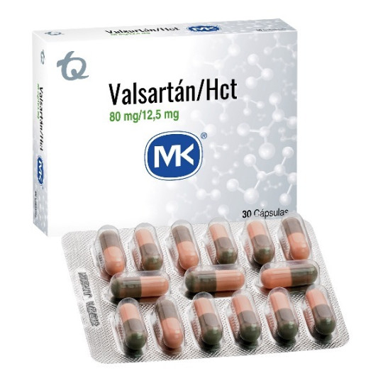 VALSARTAN HIDROCLOROTIAZIDA 80/12.5MG 30 CAPSULAS MK