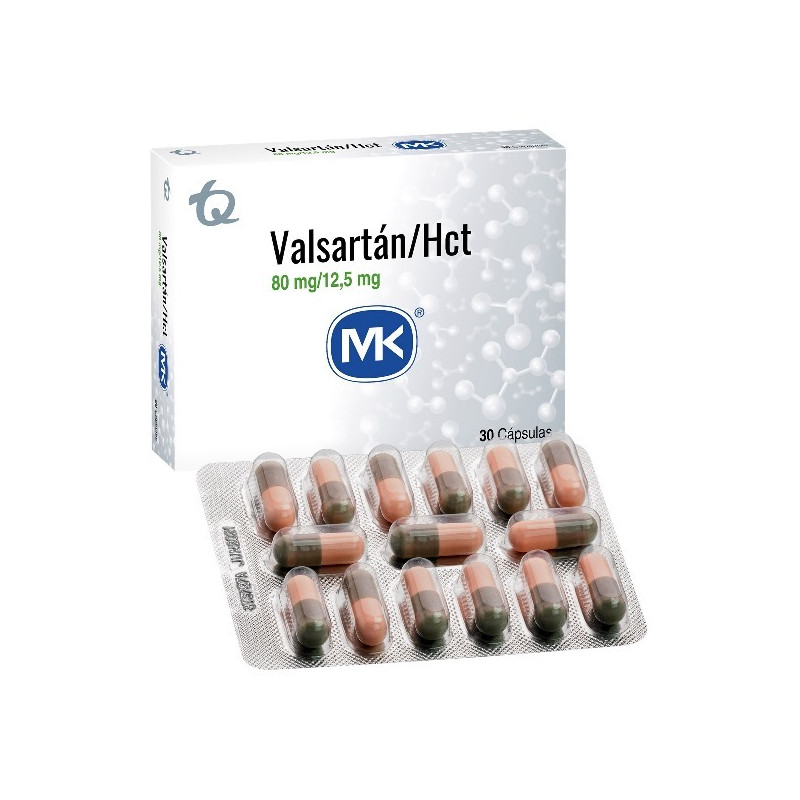 VALSARTAN HIDROCLOROTIAZIDA 80/12.5MG 30 CAPSULAS MK