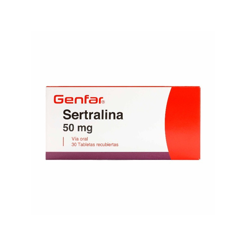 SERTRALINA 50 MG 30 TABLETAS RECUBIERTAS GENFAR