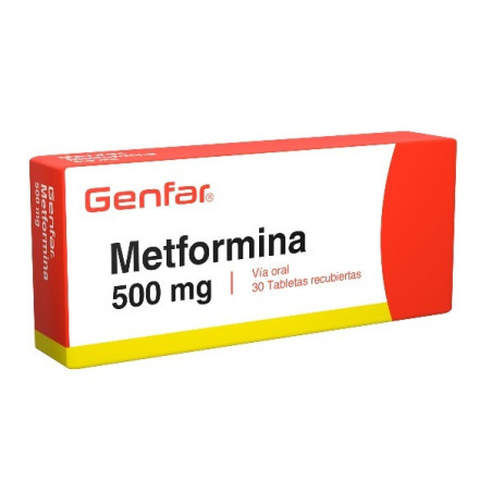 METFORMINA 500 MG 30 TABLETAS RECUBIERTAS GENFAR
