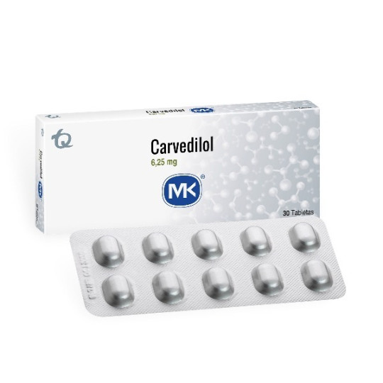 CARVEDILOL 6.25 MG 30 TABLETAS MK
