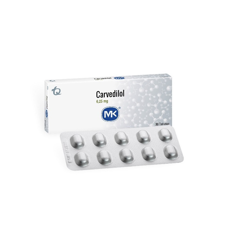 CARVEDILOL 6.25 MG 30 TABLETAS MK