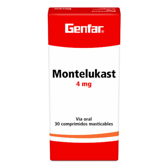 MONTELUKAST 4 MG 30 TABLETAS MASTICABLES GENFAR