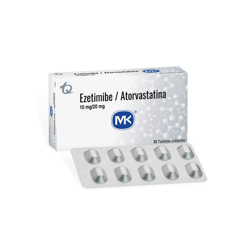 EZETIMIBE ATORVASTATINA 10/20MG 30 TABLETAS RECUBIERTAS MK