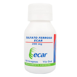 SULFATO FERROSO 200MG 100 GRAGEAS ECAR