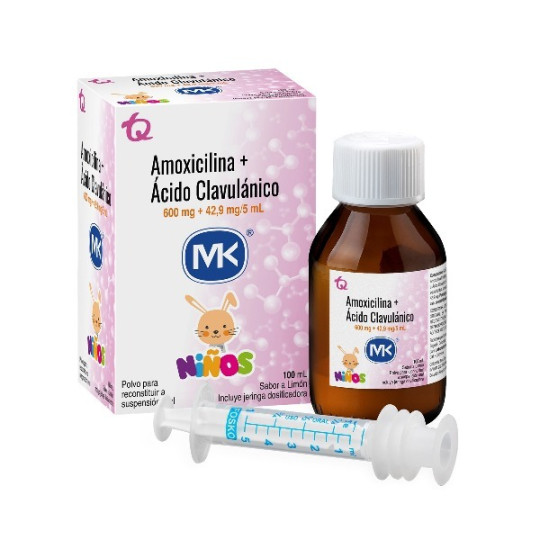 AMOXICILINA ACIDO CLAVULANICO 600/42.9MG SUSPENSION ORAL 100 ML NIÑOS MK