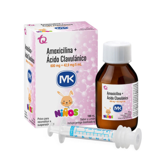 AMOXICILINA ACIDO CLAVULANICO 600/42.9MG SUSPENSION ORAL 100 ML NIÑOS MK