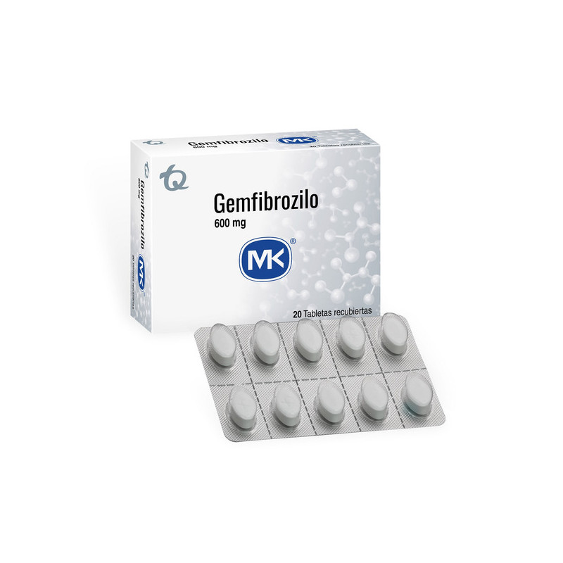 GEMFIBROZILO 600 MG 20 TABLETAS RECUBIERTAS MK