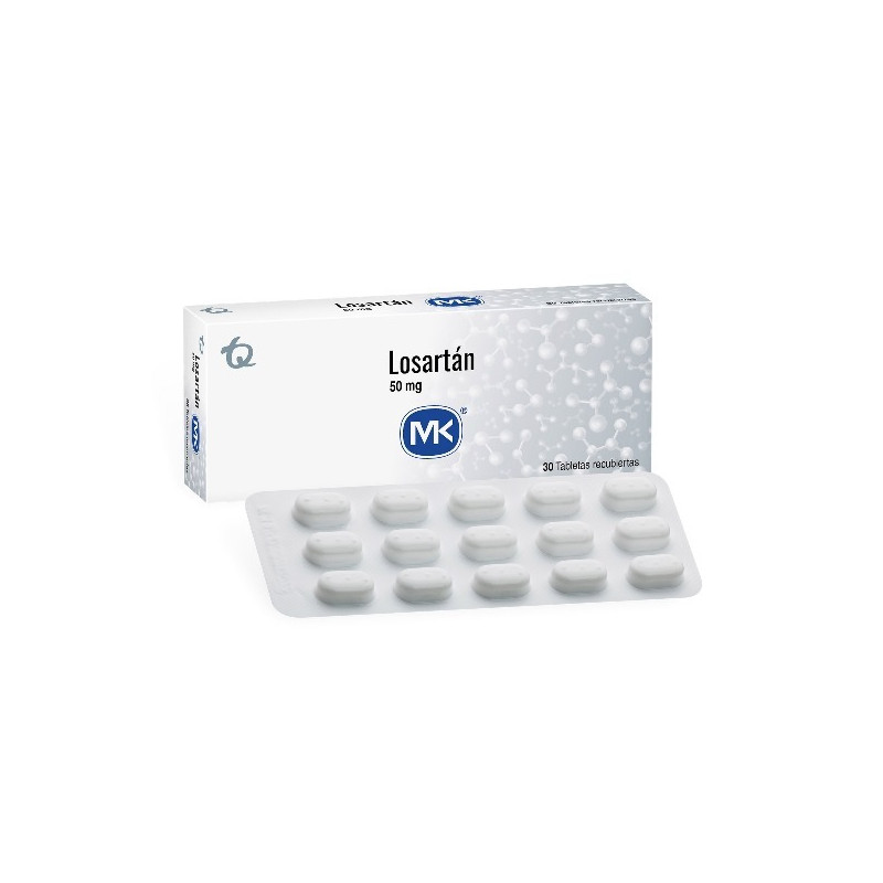 LOSARTAN 50 MG 30 TABLETAS RECUBIERTAS MK