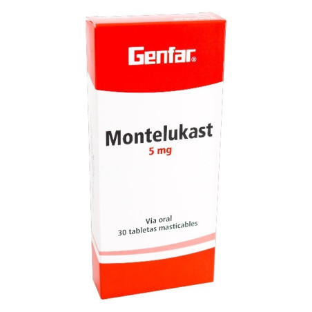 MONTELUKAST 5 MG 30 TABLETAS MASTICABLES GENFAR