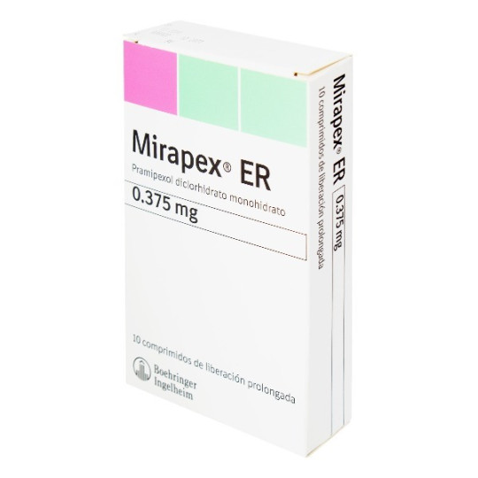 MIRAPEX ER 0.375 MG 10 COMPRIMIDOS DE LIBERACION PROLONGADA