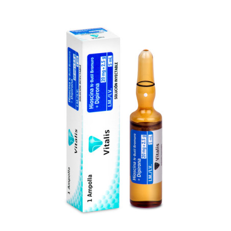 HIOSCINA BUTIL-BROMURO DIPIRONA 20MG/2.5G 5ML 1 AMPOLLA VITALIS