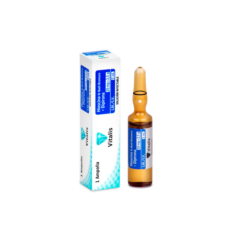 HIOSCINA BUTIL-BROMURO DIPIRONA 20MG/2.5G 5ML 1 AMPOLLA VITALIS