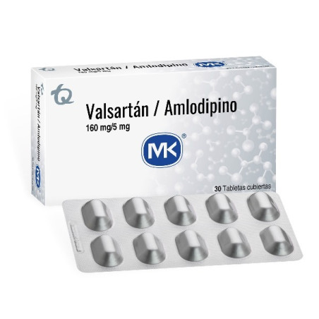 VALSARTAN AMLODIPINO 160/5MG 30 TABLETAS RECUBIERTAS MK
