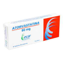 ATORVASTATINA 80 MG 10 TABLETAS ECAR