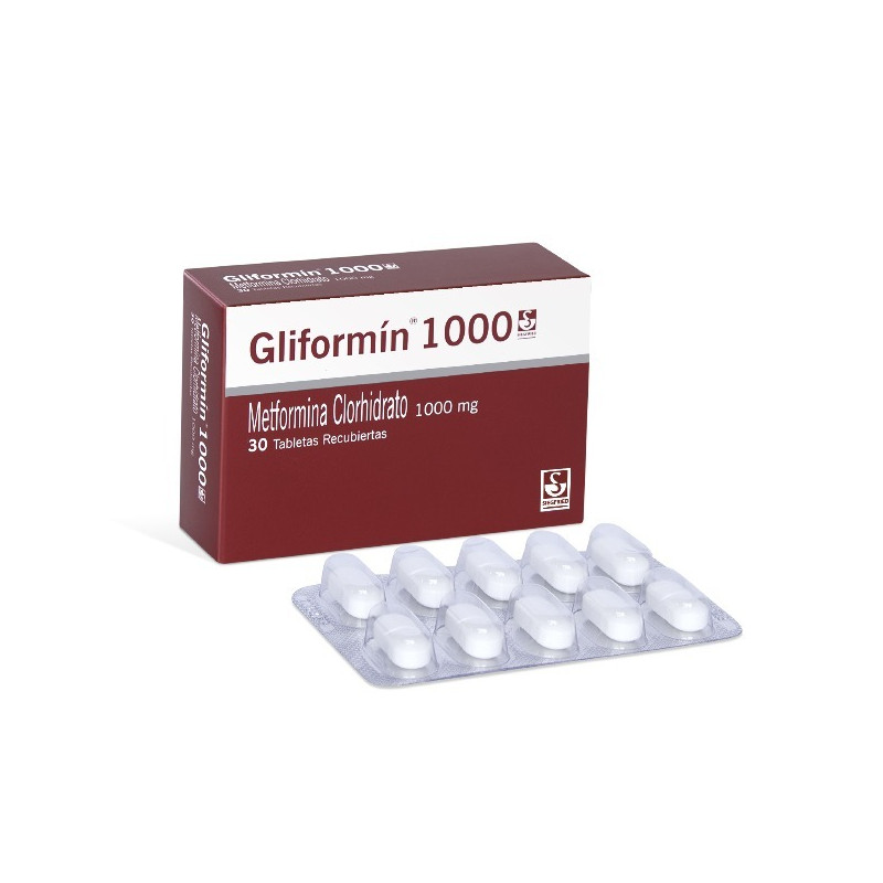 GLIFORMIN 1000 MG 30 TABLETAS RECUBIERTAS