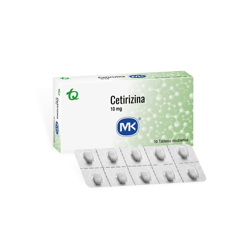 CETIRIZINA 10 MG 10 TABLETAS RECUBIERTAS MK