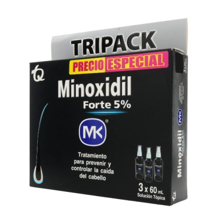 MINOXIDIL FORTE 5% 60 ML 3 UNIDADES MK