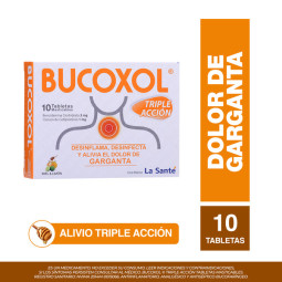 BUCOXOL MIEL LIMON TRIPLE ACCION 10 TABLETAS MASTICABLES
