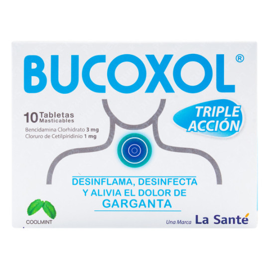 BUCOXOL COOLMINT TRIPLE ACCION 10 TABLETAS MASTICABLES