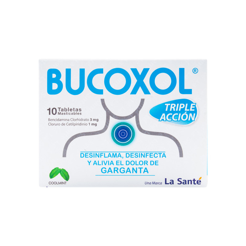 BUCOXOL COOLMINT TRIPLE ACCION 10 TABLETAS MASTICABLES