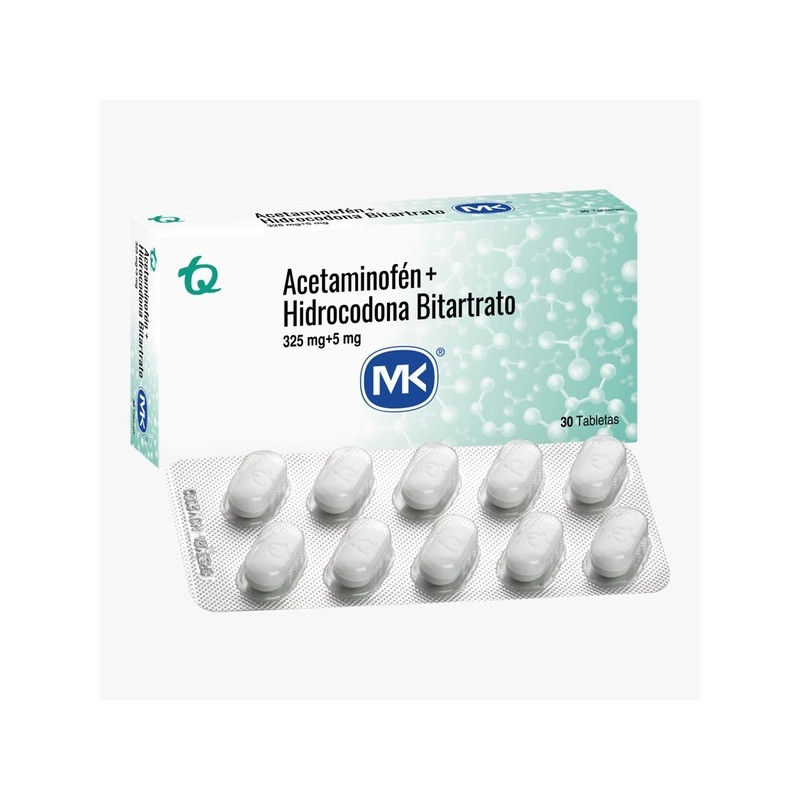 ACETAMINOFEN HIDROCODONA 325MG/5 MG 30 TABLETAS MK
